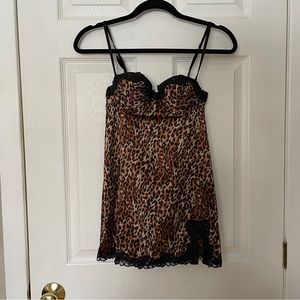 Leopard print babydoll lingerie dress